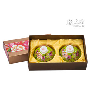 《Xintaiyuan》 (Taiwan flower cloth pattern) Safflower Shuangyu Hikyo Cup (Safflower tea bowl/pairing set - green) 《Taiwan souvenir》