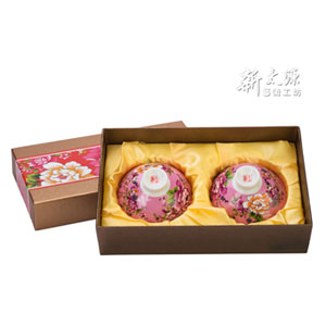 《Xintaiyuan》 (Taiwan flower cloth pattern) Safflower Shuangyu Hikyo Cup (Safflower tea bowl/pairing set - pink) 《Taiwanese souvenir》