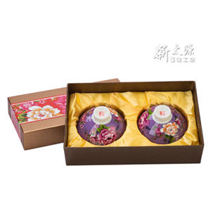 《Xintaiyuan》 (Taiwan flower cloth pattern) Safflower Shuangyu Hikyo Cup (Safflower tea bowl/pairing set - purple) 《Taiwan souvenir》