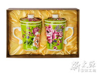 《Xintaiyuan》 (Taiwan flower cloth pattern) Three safflower cups with straw (Safflower pairing cup - with tea strainer - green) 《Taiwan souvenir》