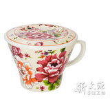 《新太源》（台湾花布柄）紅花貴族杯 （紅花ノビリテイカップ-乳白） 《台湾 お土産》