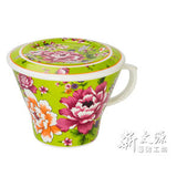 《Xintaiyuan》 (Taiwan flower cloth pattern) Safflower Aristocrat Cup (Safflower Nobility Cup - green)《Taiwan souvenir》