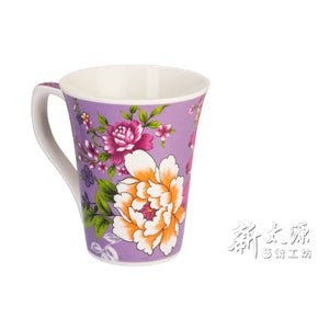新太源》（台湾花布柄）紅花花茶杯 （紅花フラワーカップ-紫