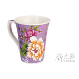 《新太源》（台湾花布柄）紅花花茶杯 （紅花フラワーカップ-紫） 《台湾 お土産》