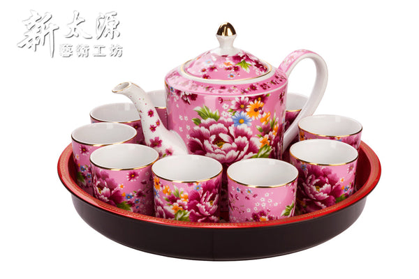 《Xintaiyuan》 (Taiwanese flower cloth pattern) Flowering Riches Perfect Gift Set - Pink 《Taiwanese Souvenir》