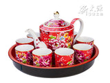 《Xintaiyuan》 (Taiwanese flower cloth pattern) Flowering Riches Perfect Gift Set - Red 《Taiwan Souvenir》