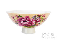 《新太源》（台湾花布柄）紅花雙入響杯 （紅花茶碗・ペアリングセット-乳白） 《台湾 お土産》