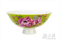 《新太源》（台湾花布柄）紅花雙入響杯 （紅花茶碗・ペアリングセット-緑） 《台湾 お土産》