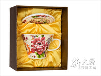 《新太源》（台湾花布柄）紅花貴族杯 （紅花ノビリテイカップ-乳白） 《台湾 お土産》