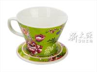 《Xintaiyuan》 (Taiwan flower cloth pattern) Safflower Aristocrat Cup (Safflower Nobility Cup - green)《Taiwan souvenir》