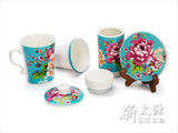 《新太源》（台湾花布柄）紅花伴手禮禮盒 （紅花ギフトセット-青） 《台湾 お土産》