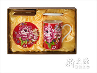 《新太源》（台湾花布柄）紅花富貴禮盒 （紅花リッチギフトセット-赤） 《台湾 お土産》