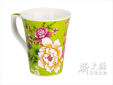 《新太源》（台湾花布柄）紅花花茶杯 （紅花フラワーカップ-緑） 《台湾★お取り寄せ★お土産》