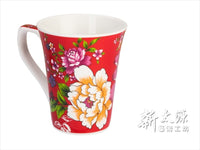 《新太源》（台湾花布柄）紅花花茶杯 （紅花フラワーカップ-赤） 《台湾★お取り寄せ★お土産》