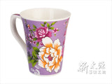 《新太源》（台湾花布柄）紅花花茶杯 （紅花フラワーカップ-紫） 《台湾★お取り寄せ★お土産》